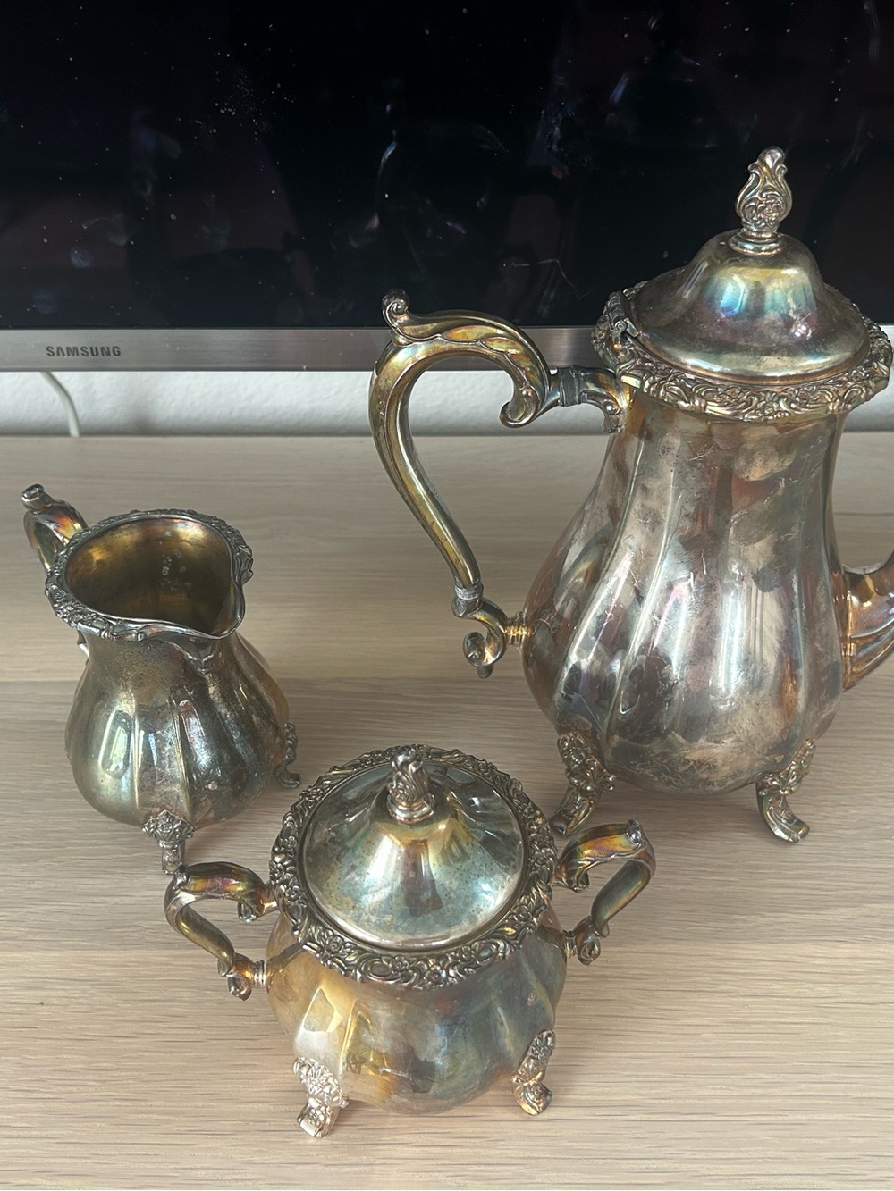 Vintage International Silver Company Countess Silverplate 3-Pc Tea Coffee Set